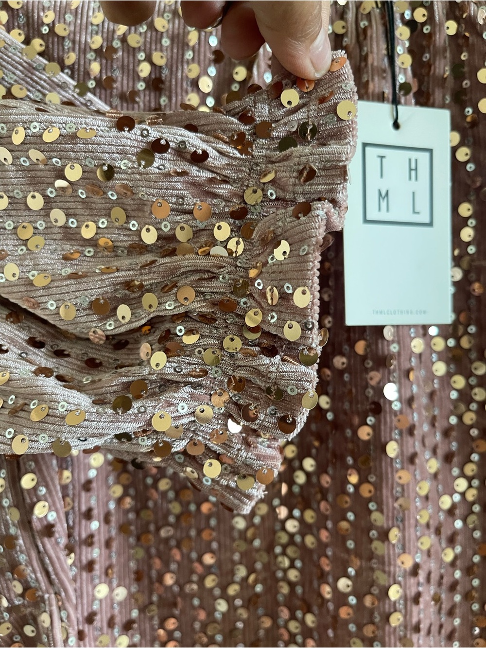 THML Rose Dust Sequin Short Sleeve Blouse - Picture 6 of 8